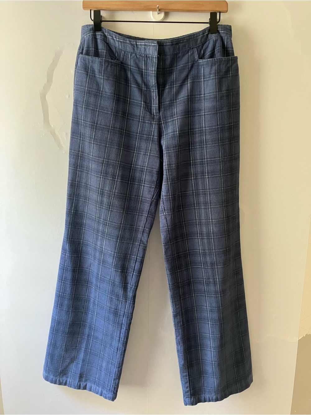 SAG HARBOR Sport Blue Plaid Corduroy Straight Leg Pants**